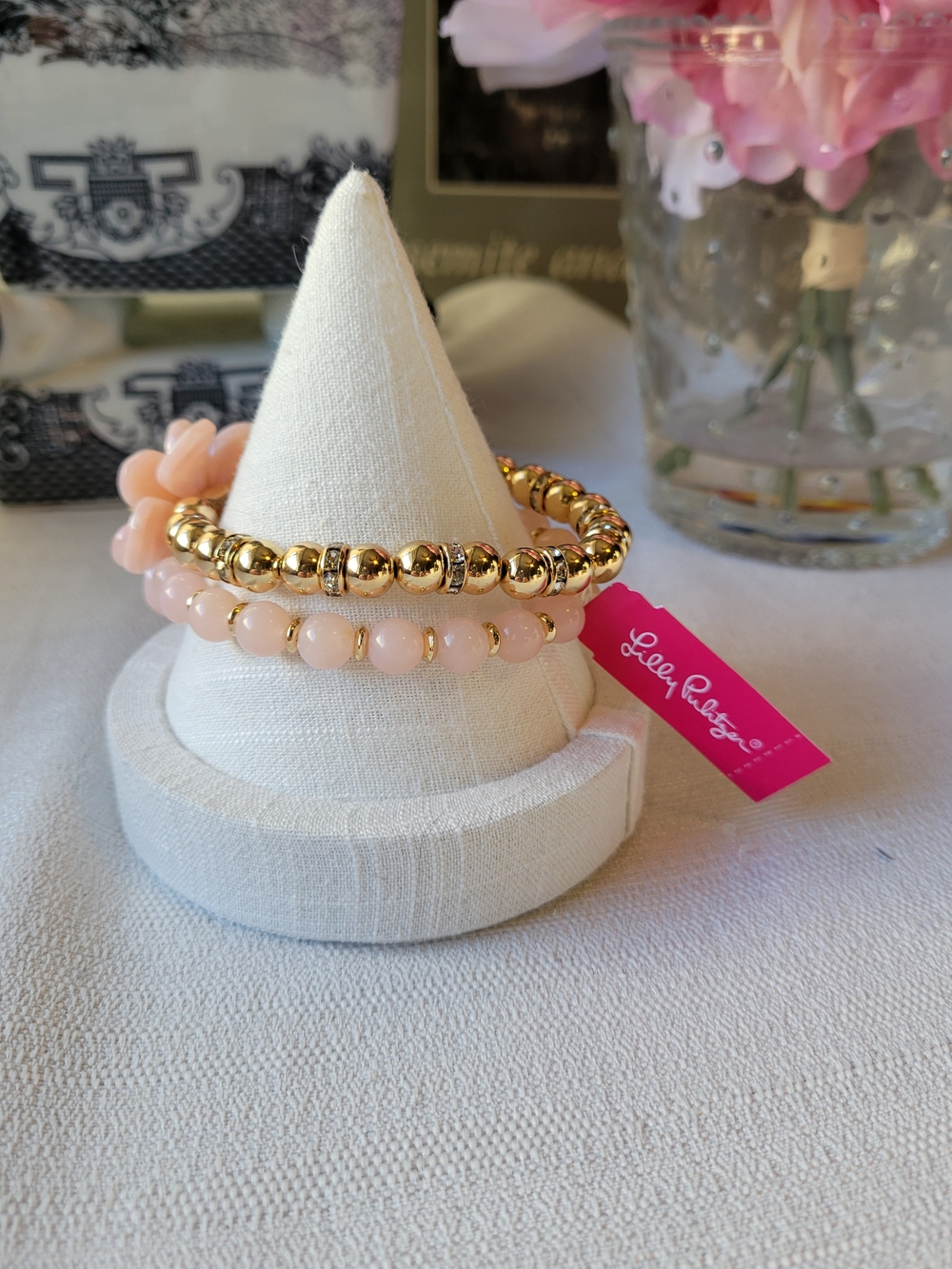 Lilly Pulitzer Pink Flower Beaded Bracelet - Picture 2 of 3